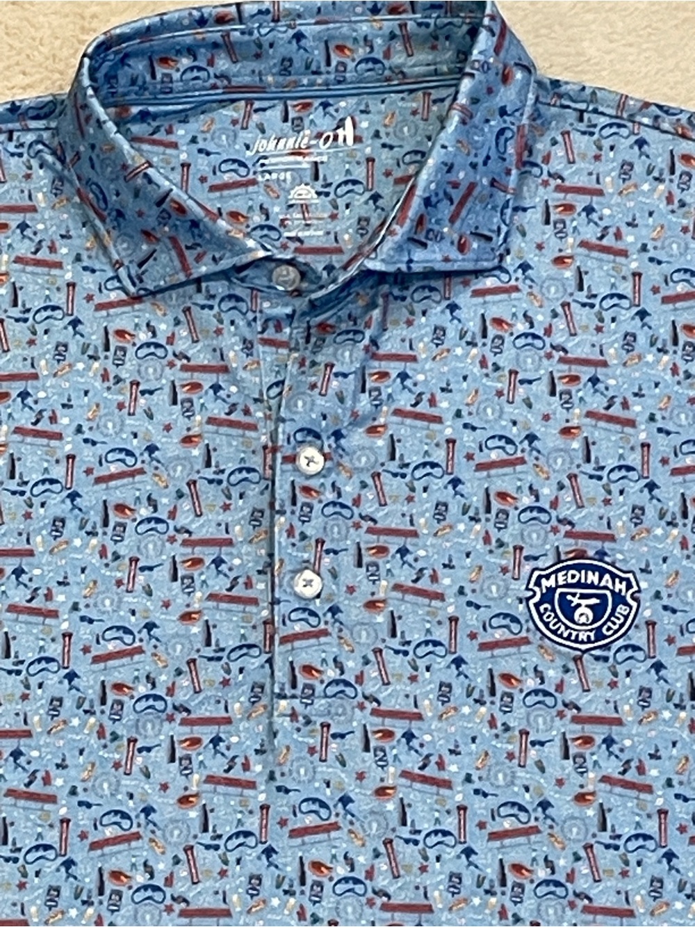 Johnnie-O Chi-Town Golf Polo Shirt Medinah Country Club Chicago Bean Mens Large